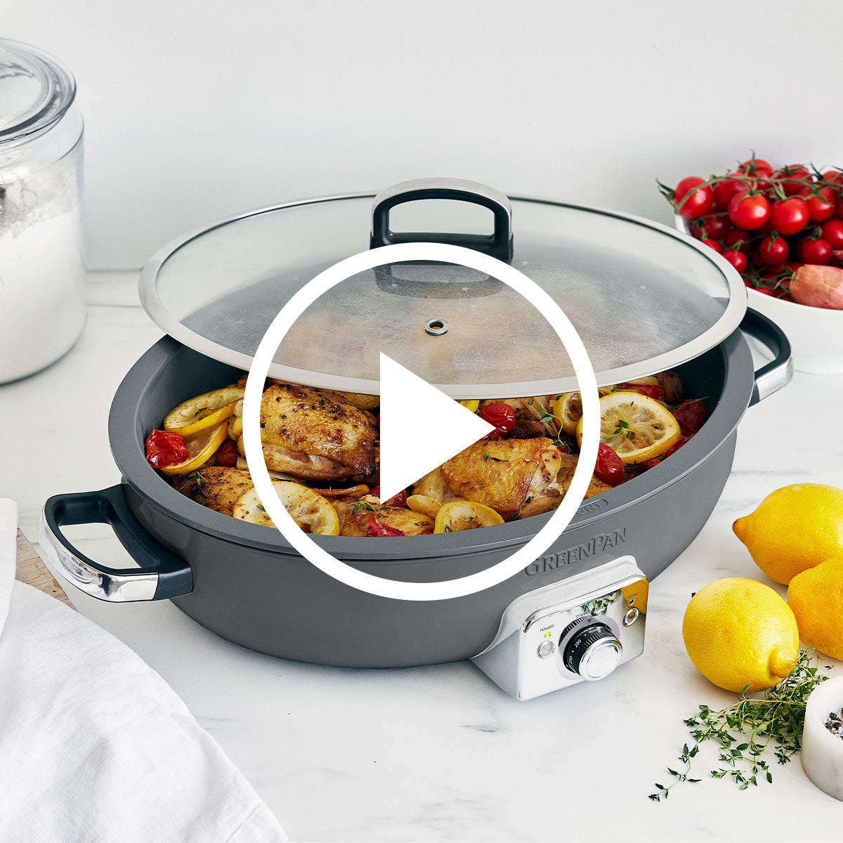 Elite 5.5-Quart Oval Electric Skillet | Graphite