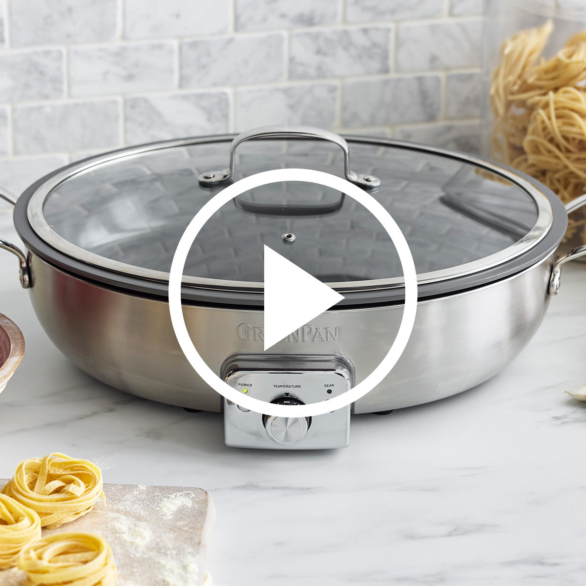 Elite 5.5-Quart Oval Electric Skillet | Premiere Stainless Steel