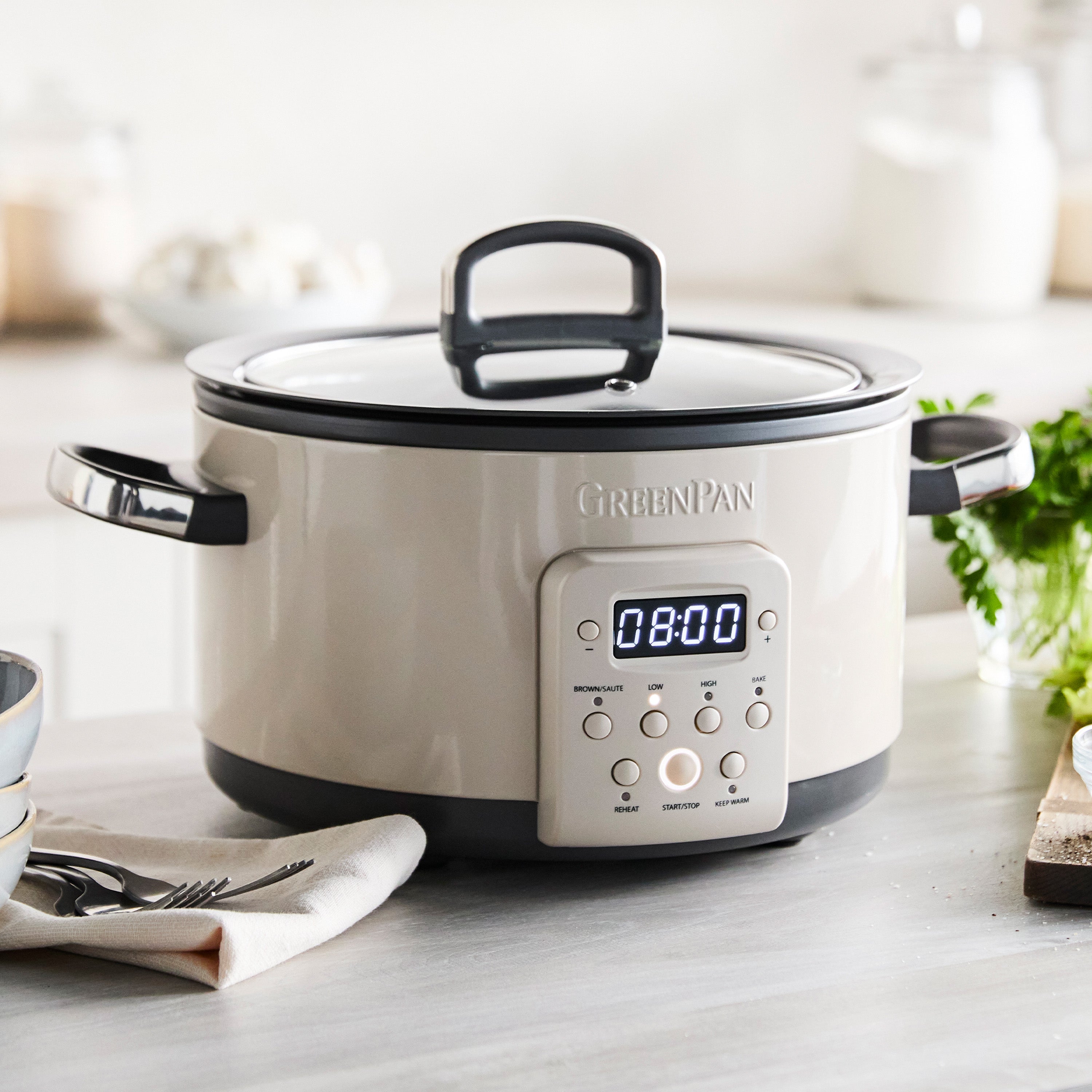 Bistro 4-Quart Slow Cooker with In-Pot Browning | Macadamia